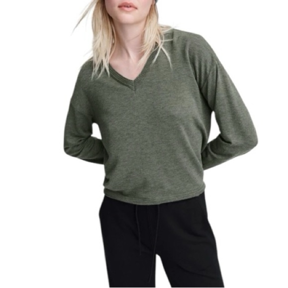 rag & bone Olive Green V-Neck Long Sleeve Top